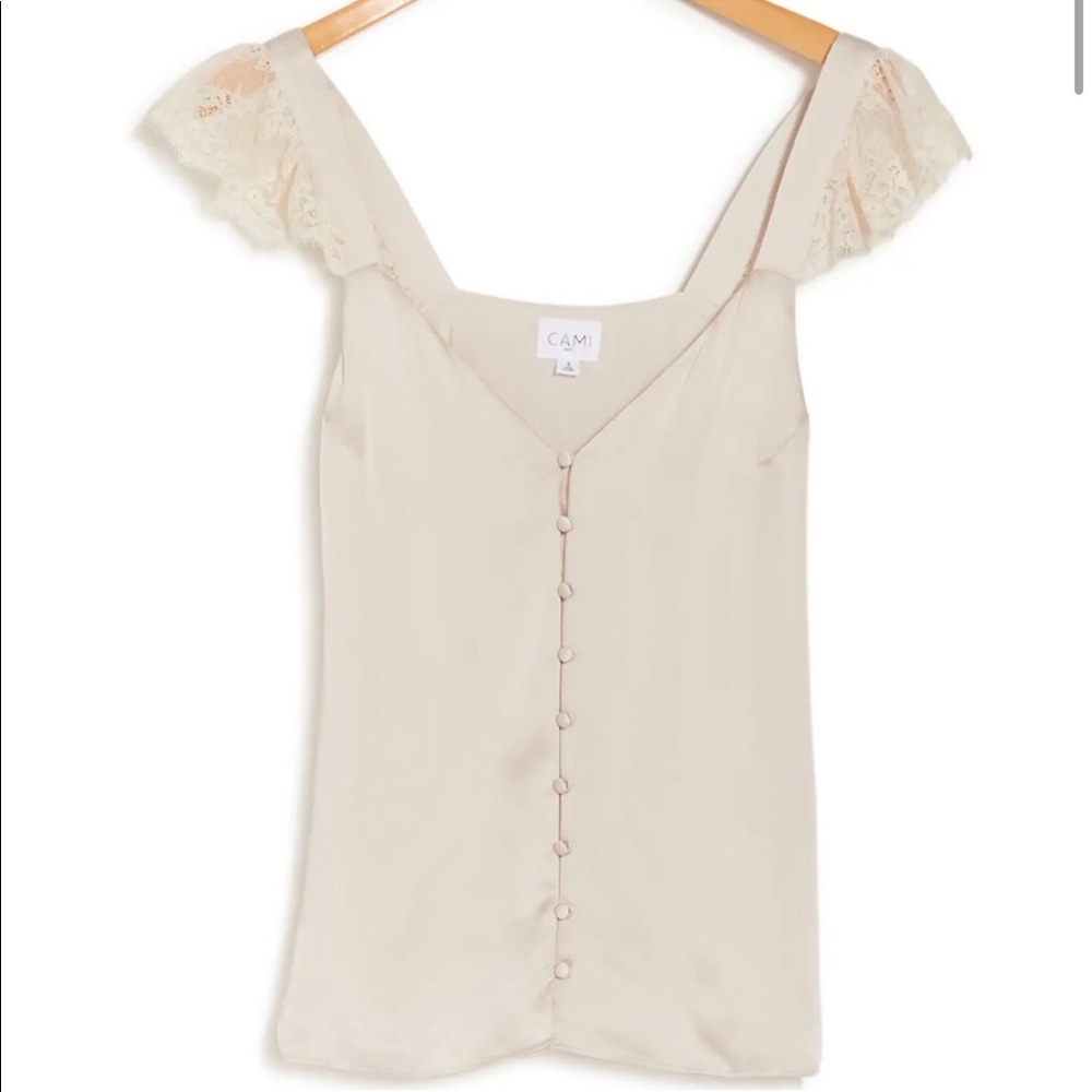 CAMI NYC The Victoria Lace Strap Silk Tank